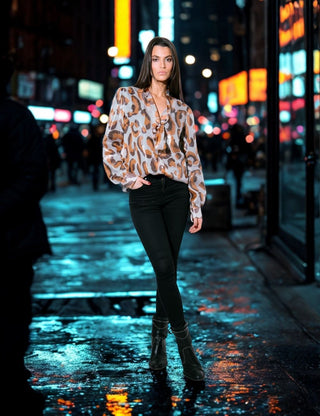 Silver Leopard Lavallière Shirt