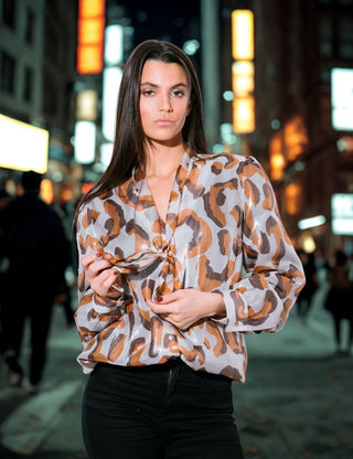 Silver Leopard Lavallière Shirt