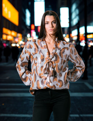 Silver Leopard Lavallière Shirt