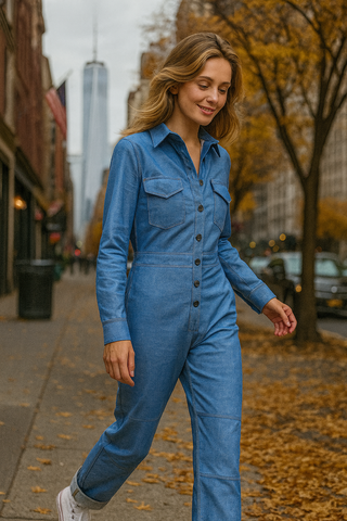 Thais blue denim jumpsuit