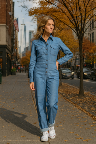 Thais blue denim jumpsuit