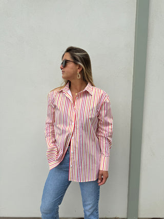Pink orange striped shirt - Simone