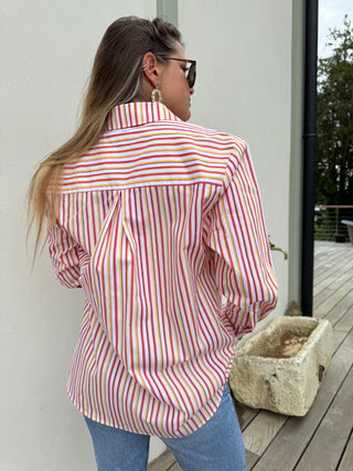 Pink orange striped shirt - Simone