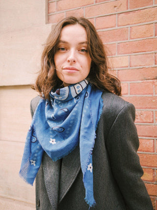 Indira Blue Cashmere Scarf