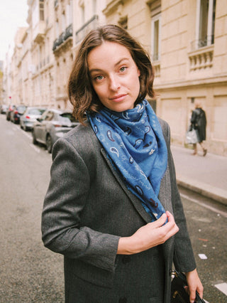 Indira Blue Cashmere Scarf