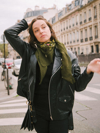 Indira Khaki Cashmere Scarf