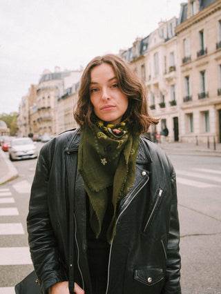 Indira Khaki Cashmere Scarf