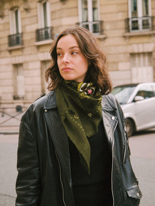 Indira Khaki Cashmere Scarf