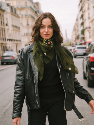 Indira Khaki Cashmere Scarf