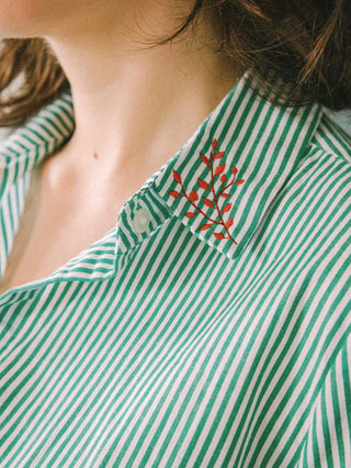 Green embroidered striped Helsinki shirt
