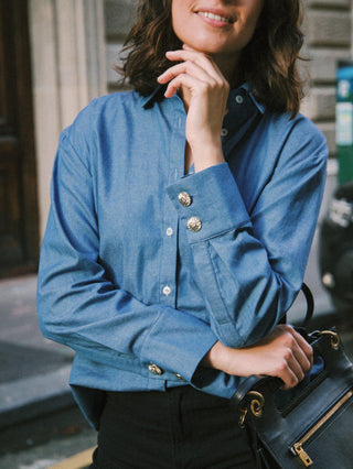 Simone oversized shirt blue jeans