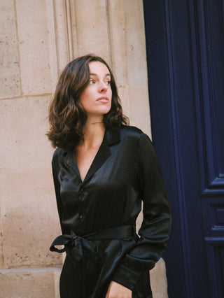 Lisbon black silk dress