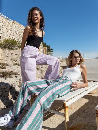 Ludo pants purple and yellow stripes