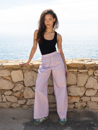 Ludo pants purple and yellow stripes