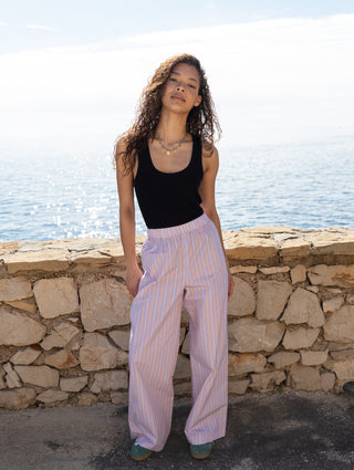 Ludo pants purple and yellow stripes