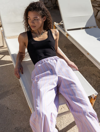 Ludo pants purple and yellow stripes