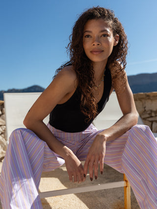 Ludo pants purple and yellow stripes