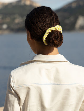 Yellow checkered scrunchie