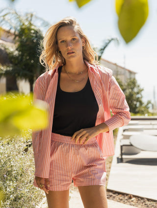 Simone oversized shirt pink orange stripe