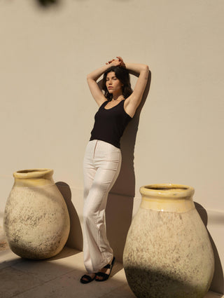 Pantalon Porto Rose Lurex ivoire