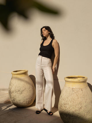 Pantalon Porto Rose Lurex ivoire