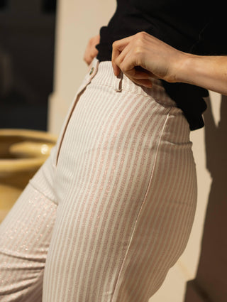 Pantalon Porto Rose Lurex ivoire