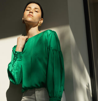 Menorca blouse Emerald green