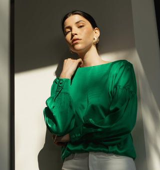 Menorca blouse Emerald green