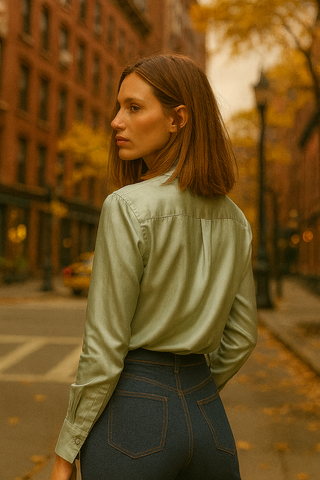 London aqua silk shirt