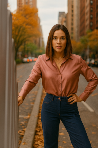 Powder pink London silk shirt