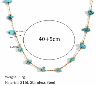 Collier doré & pierres turquoises