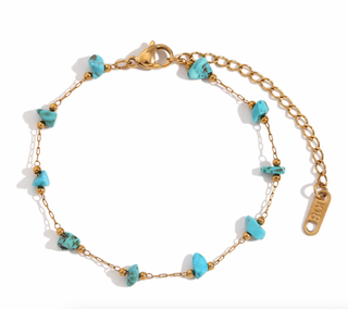 Bracelet doré & pierres turquoises