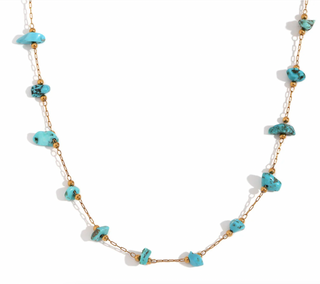 Collier doré & pierres turquoises