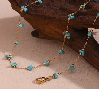 Bracelet doré & pierres turquoises