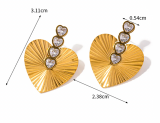 Boucles d'oreilles doré 4 coeurs & zircone