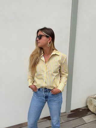 Chemise à rayures jaune et bleu - Simone