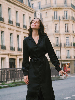 Lisbon black silk dress