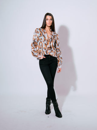Silver Leopard Lavallière Shirt