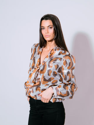 Silver Leopard Lavallière Shirt