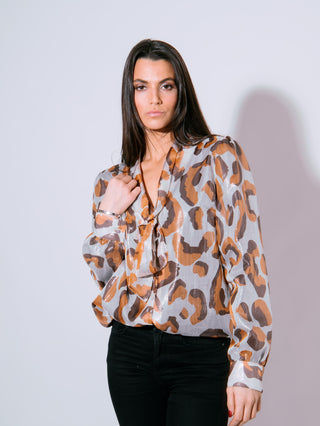 Silver Leopard Lavallière Shirt