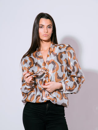 Silver Leopard Lavallière Shirt
