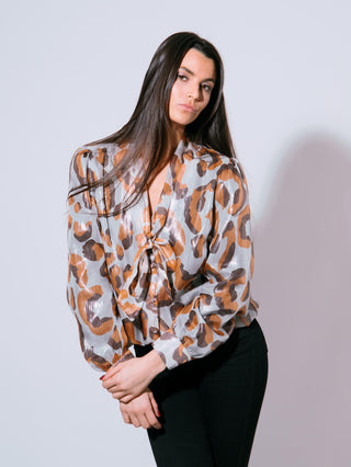 Silver Leopard Lavallière Shirt