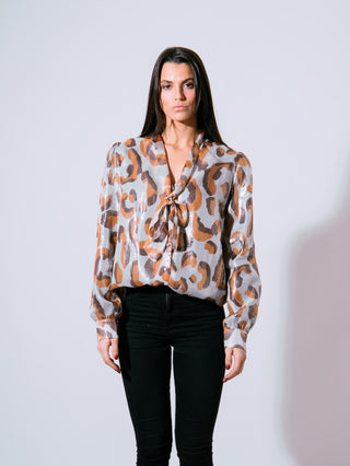 Silver Leopard Lavallière Shirt