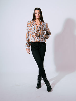 Silver Leopard Lavallière Shirt