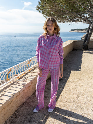 Chemise Nina à carreaux Rose et Lilas