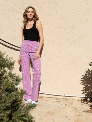 Pantalon Pablo à carreaux Rose et Lilas