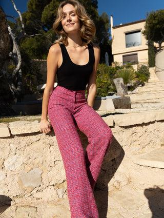 Pantalon Lucky en tweed rose