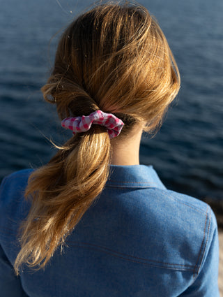 Pink plaid scrunchie