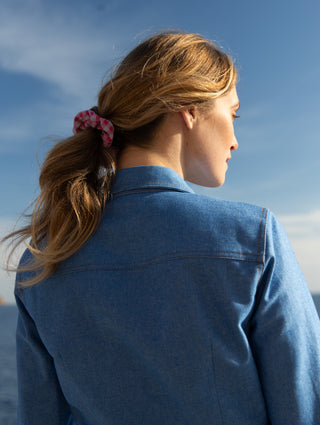 Pink plaid scrunchie