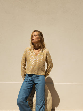 Saint-Tropez Golden Leopard Blouse